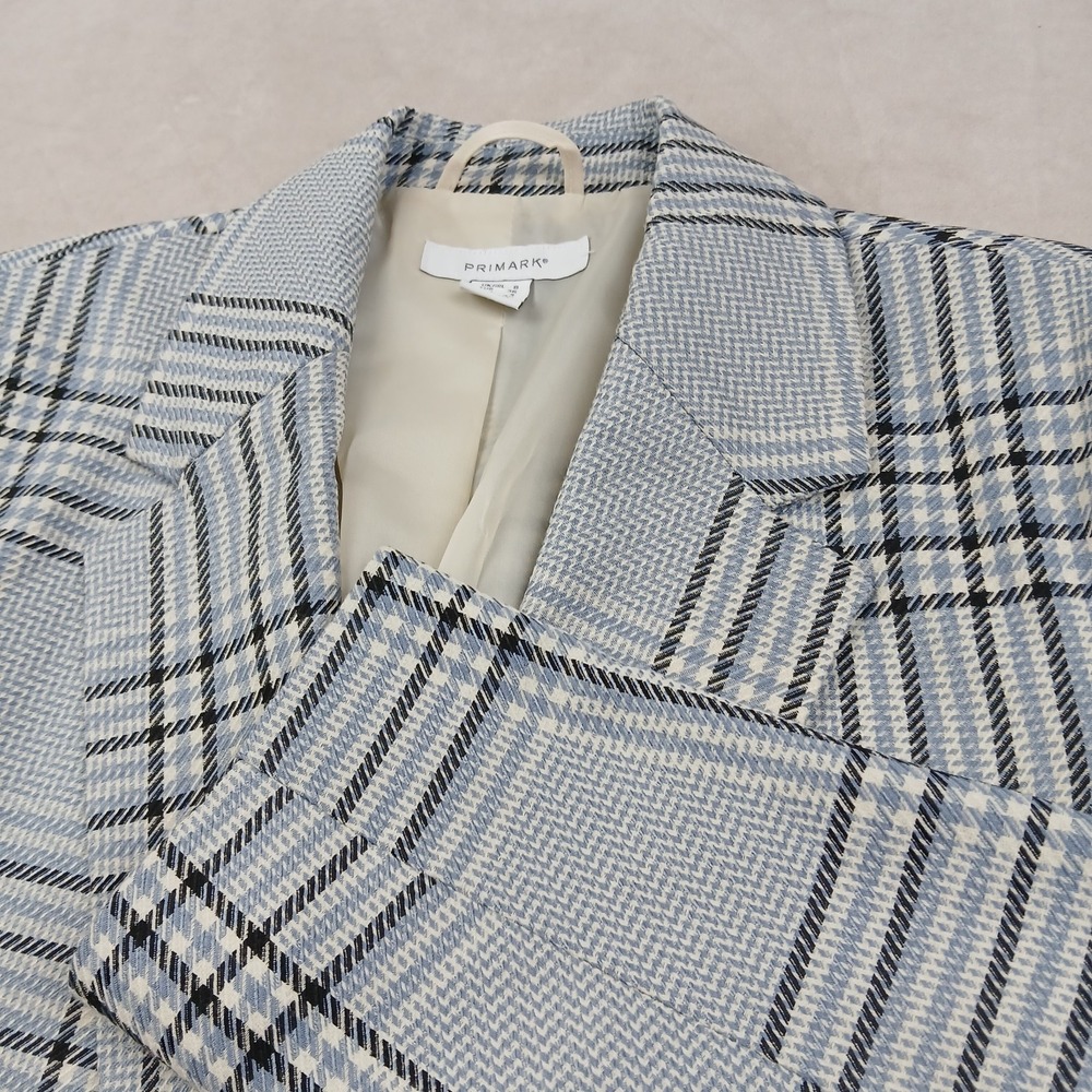 Primark 4 Womens Blazer Blue Plaid 20x30 Office Casual